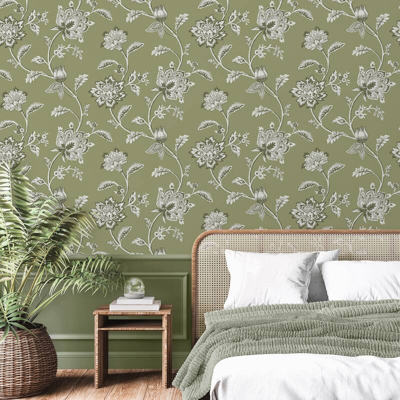 Fine Decor Juliette Sage Jacobean Wallpaper