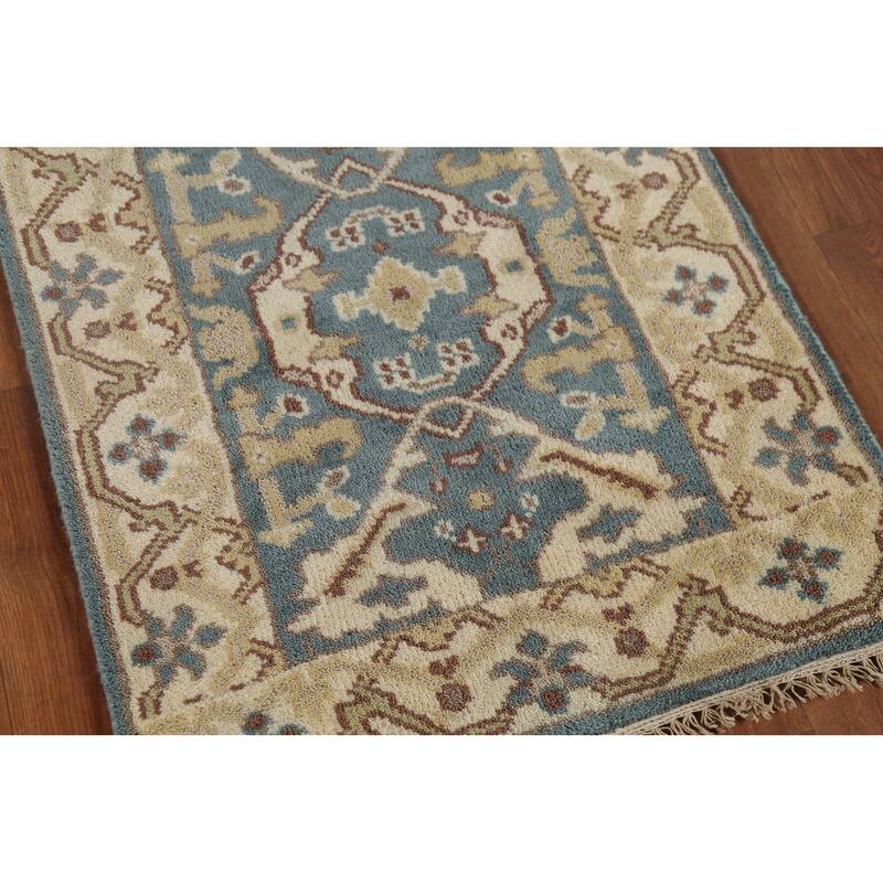Transitional Oushak Indian Runner Rug Handmade Wool Carpet - 2'6"x 9'11"