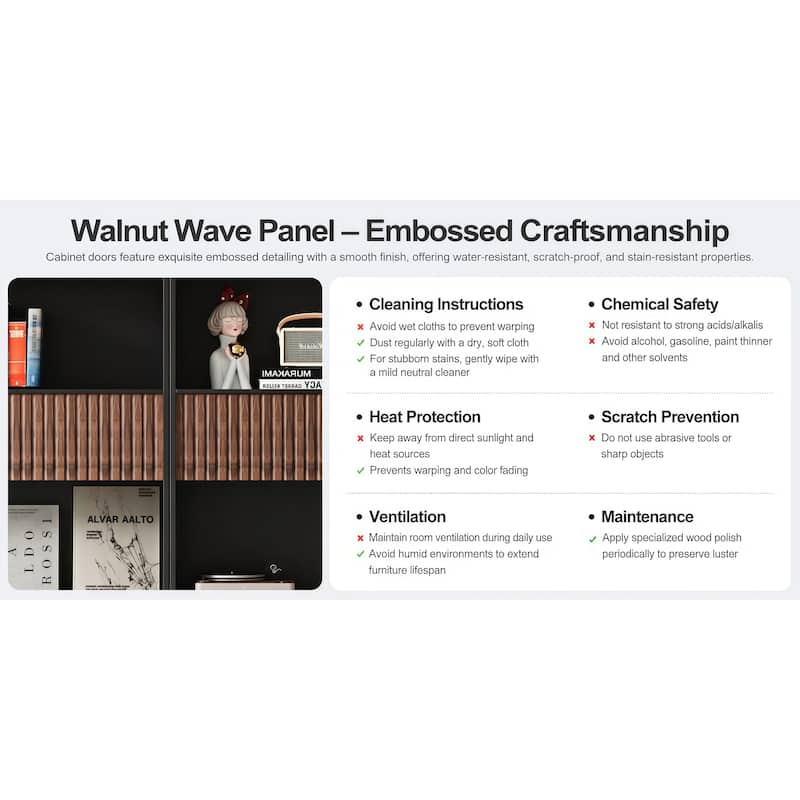 85.8'' Tall Bookcase with Movable Footstool and 6-Tier Open Shelves Storage Drawers