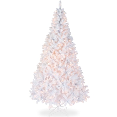 Pre-Lit White Snow Flocked Artificial Christmas Tree w/ 2-in-1 Lights