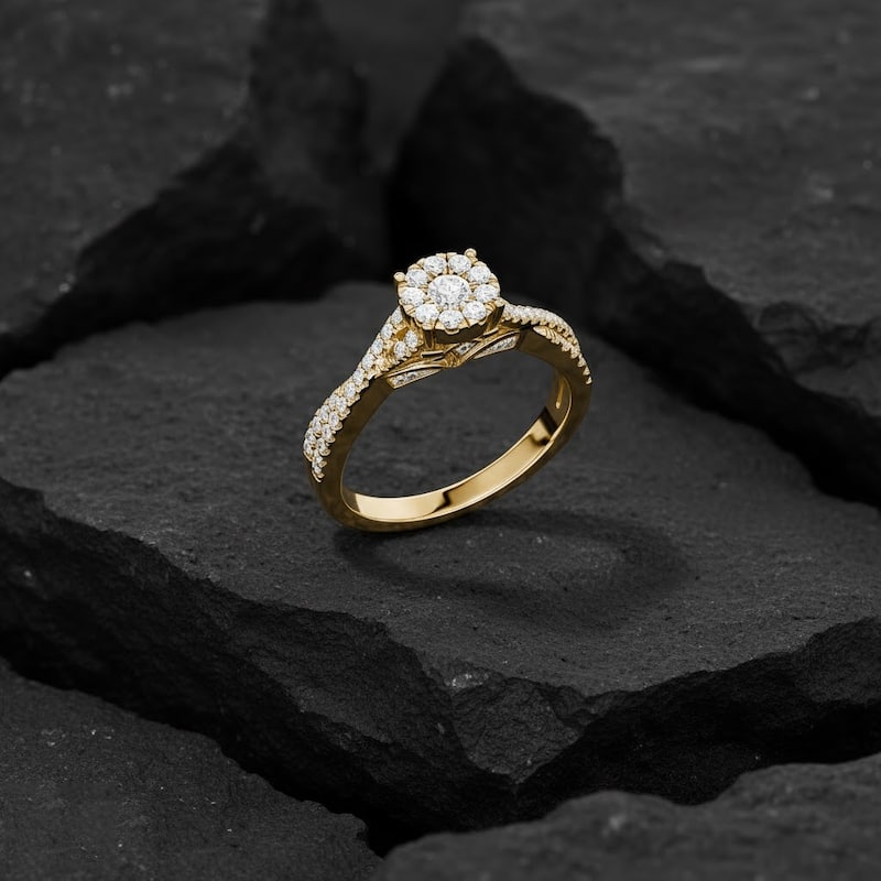 IGI Certified 1/2ct TDW Diamond Cross Over Engagement Ring in 10K Gold for Women