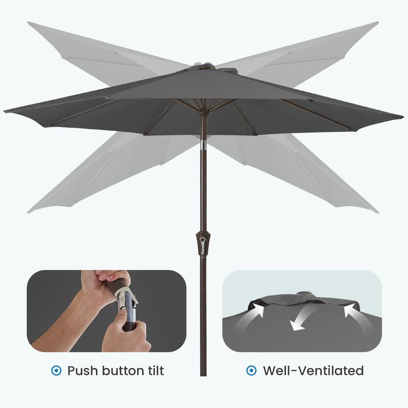 10ft Patio Market Umbrella with Crank & Tilt,UV-Risistant