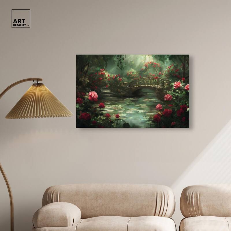 Rose Garden Bridge Canvas by Art Remedy, Gallery Wrapped