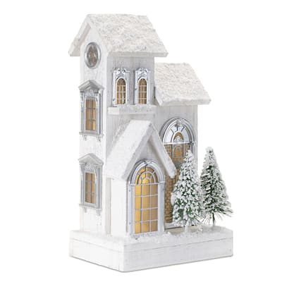 LED Wooden House Decor with USB and Battery Option for Holidays - 8.5” x 6” x 14.5”