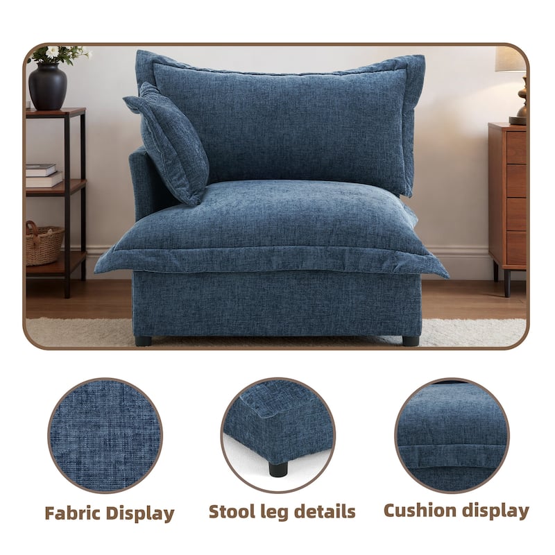 Double Layer Cushion Comfy Cloud Modular Sectional Sofa Couch Ottoman