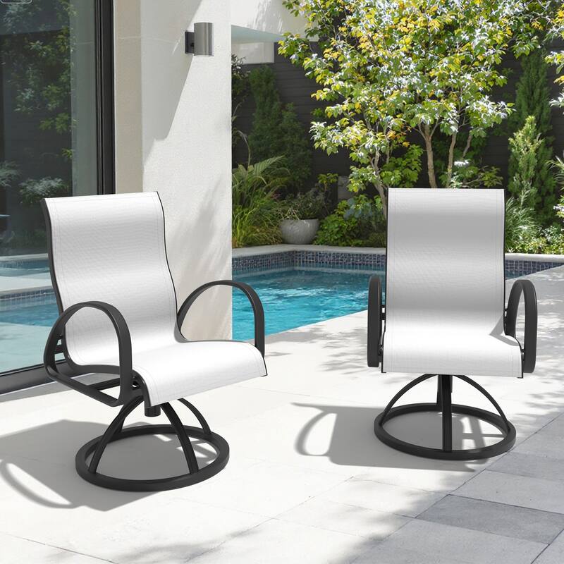 VredHom Outdoor Patio Aluminum Swivel Dining Chairs with Sunbrella Fabric