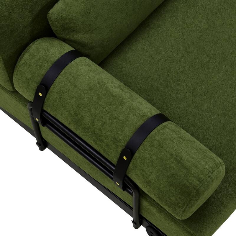 59" Modern 2-seater Sofa Couch with Flexible USB Ports and Cylindrical Armrests