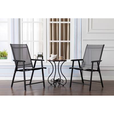 Porthos Home Emil Patio Furniture Set Of 2 Chairs, Textilene Mesh, Iron Legs
