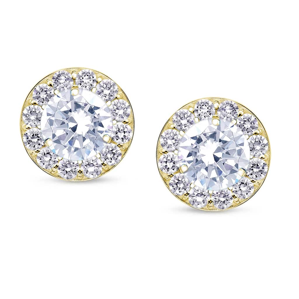 Auriya 14k Yellow Gold 1/2ct to 2ct TDW Round Halo Diamond Stud Earrings