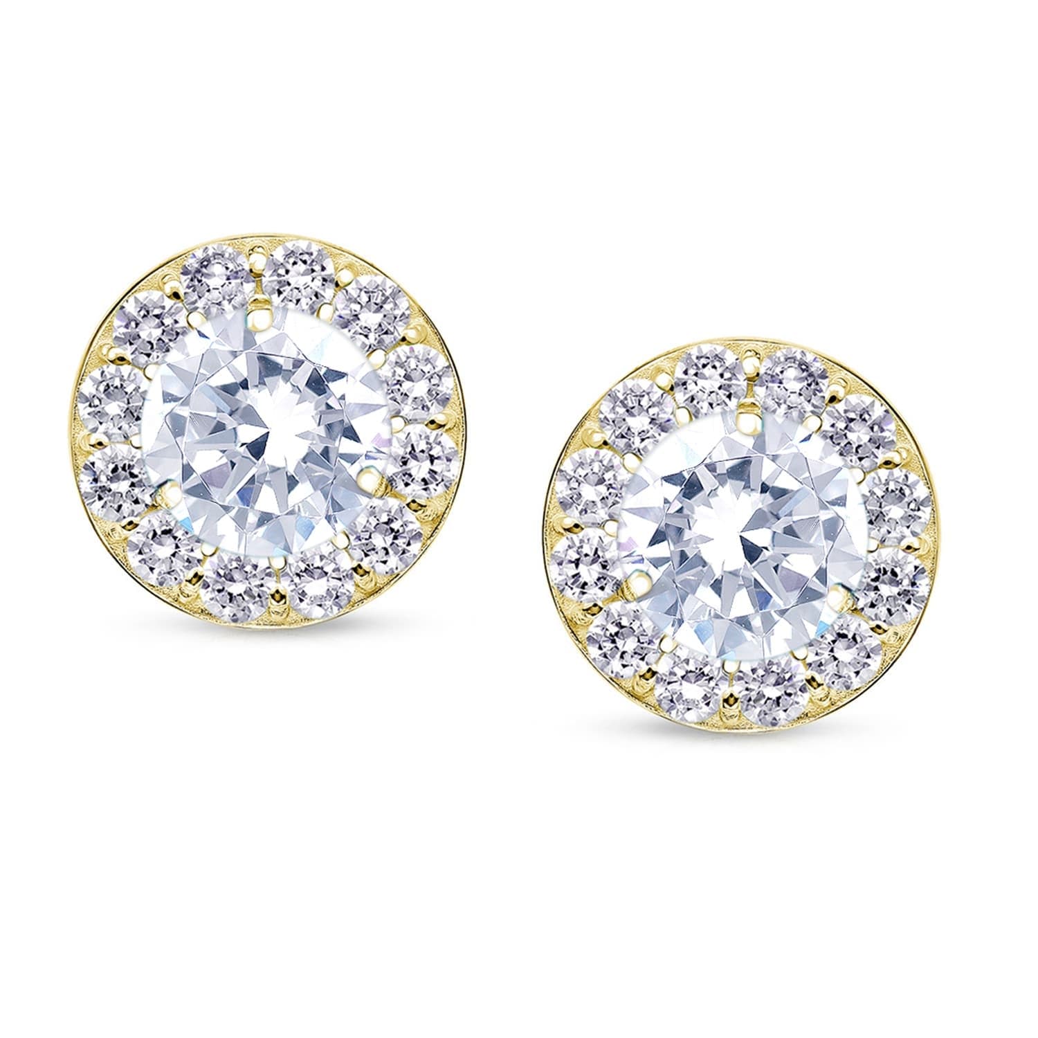 Auriya 14k Yellow Gold 1/2ct to 2ct TDW Round Halo Diamond Stud Earrings