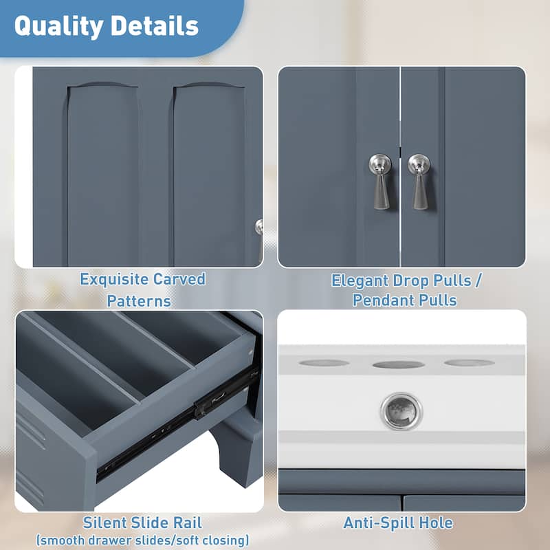 30" Bathroom Vanity with Integrated Ceramic Sink, Adjustable Shelf, Drawer with Divider and Solid Wood Frame