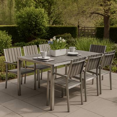 Sleek And Modish Trendy Anodized Aluminum Dining table, Gray