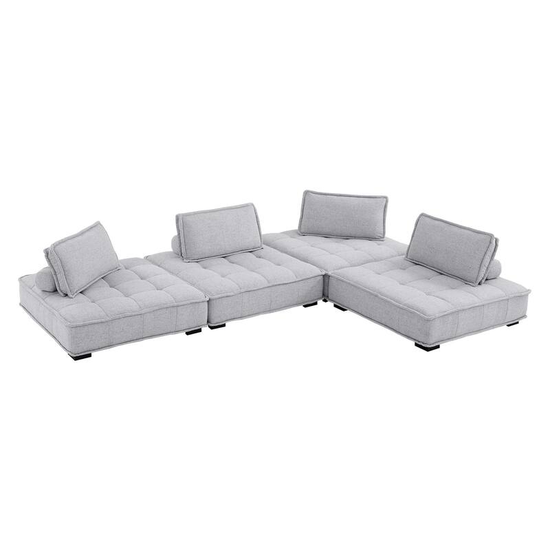 Saunter 4-Piece Tufted Fabric Fabric Sectional Sofa