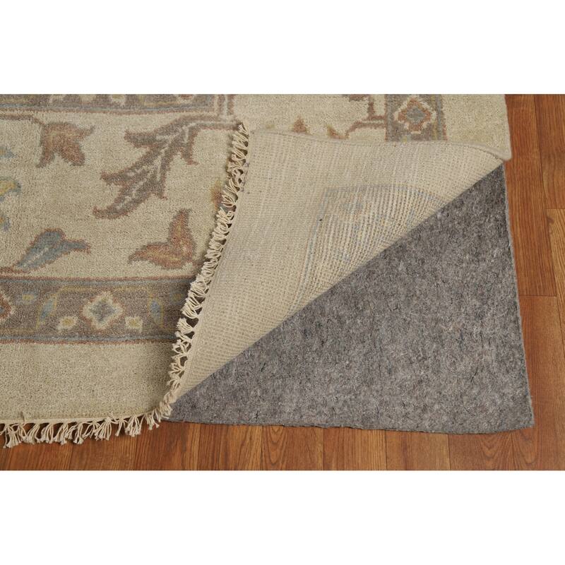 Earth Tone Oushak Indian Large Rug Hand-Knotted Wool Carpet - 9'11" x 14'2"