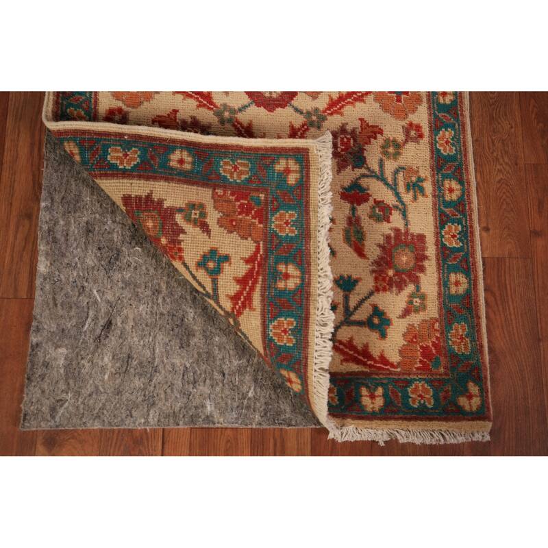 Floral Kazak Foyer Rug Hand-Knotted Yellow Wool Carpet - 2'0" x 3'0"