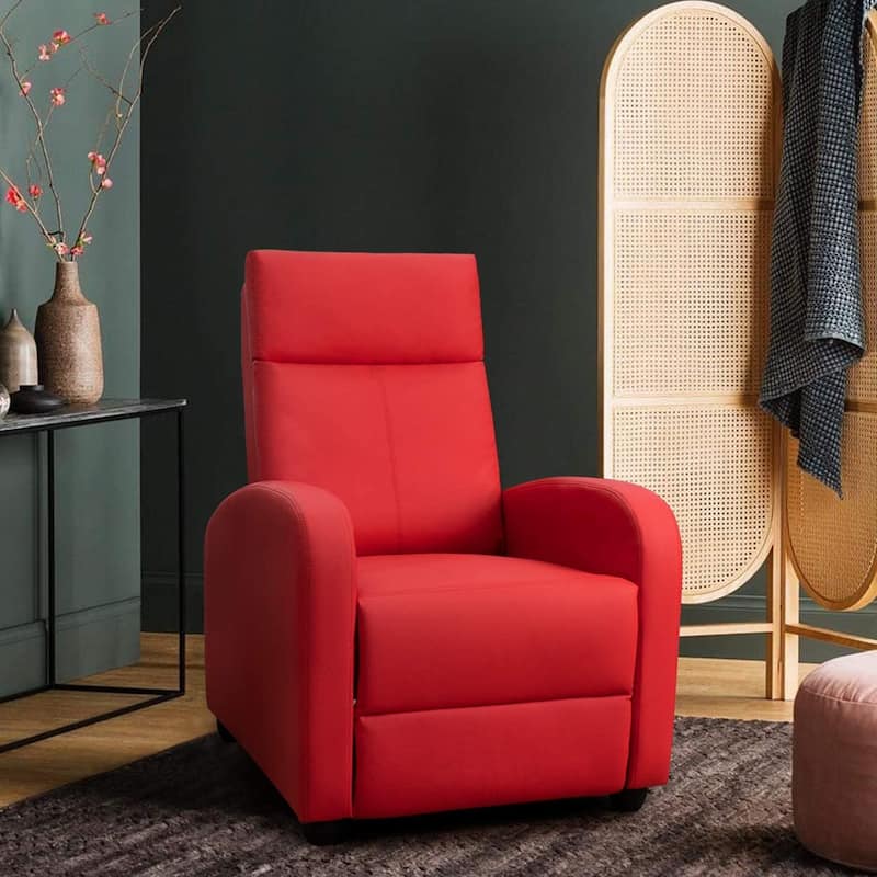 Homall Recliner Chair PU Leather Single Living Room Sofa Recliner - Red