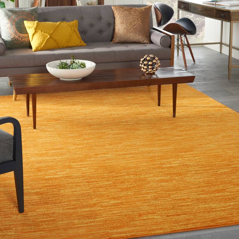 Nourison Essentials Solid Contemporary Indoor/Outdoor Area Rug - 9' x 12' - Sunburst