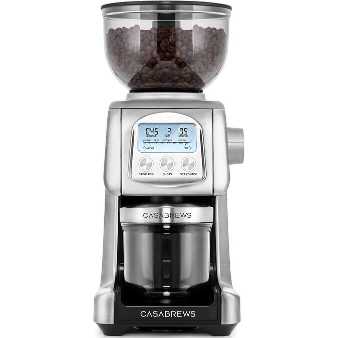 CASABREWS Tornado Electric Coffee Grinder Conical Burr Silver