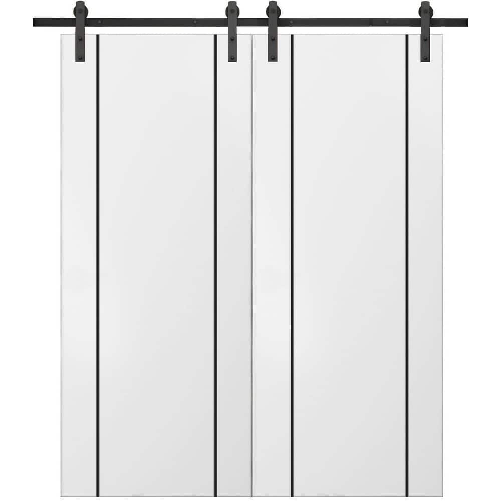 Sturdy Double Barn Door 36 x 80 with Planum 0016 White Silk with 13FT