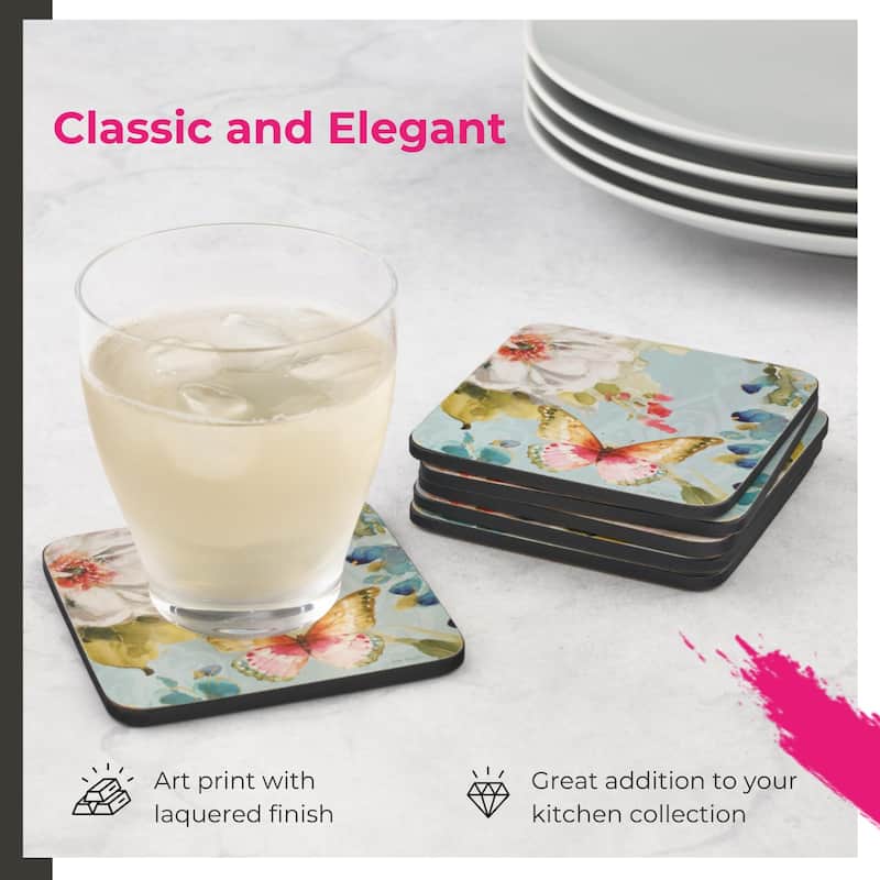 Pimpernel Set of 6 Colorful Breeze Coasters - 4 Inches Sq.