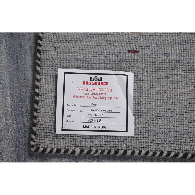 Hand Knotted Oriental 100% Wool Carpet Tribal Animal Pictorial Greys & Charcoal Gabbeh Area Rug - 9' 9'' X 8' 2''