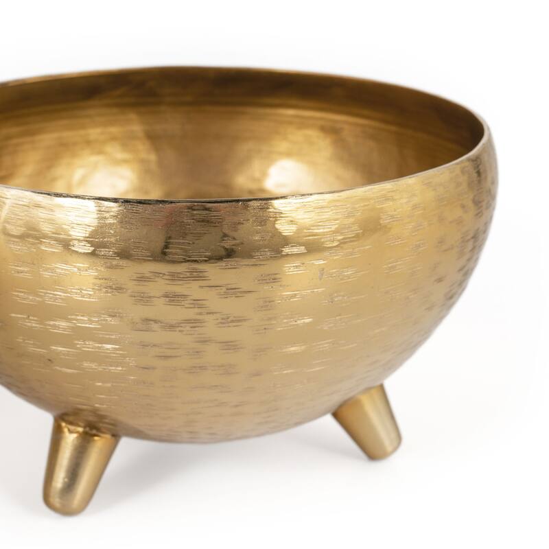 HomeRoots Set of Three Gold Metal Decorative Footed Bowls - 12' X '7.5' X '12