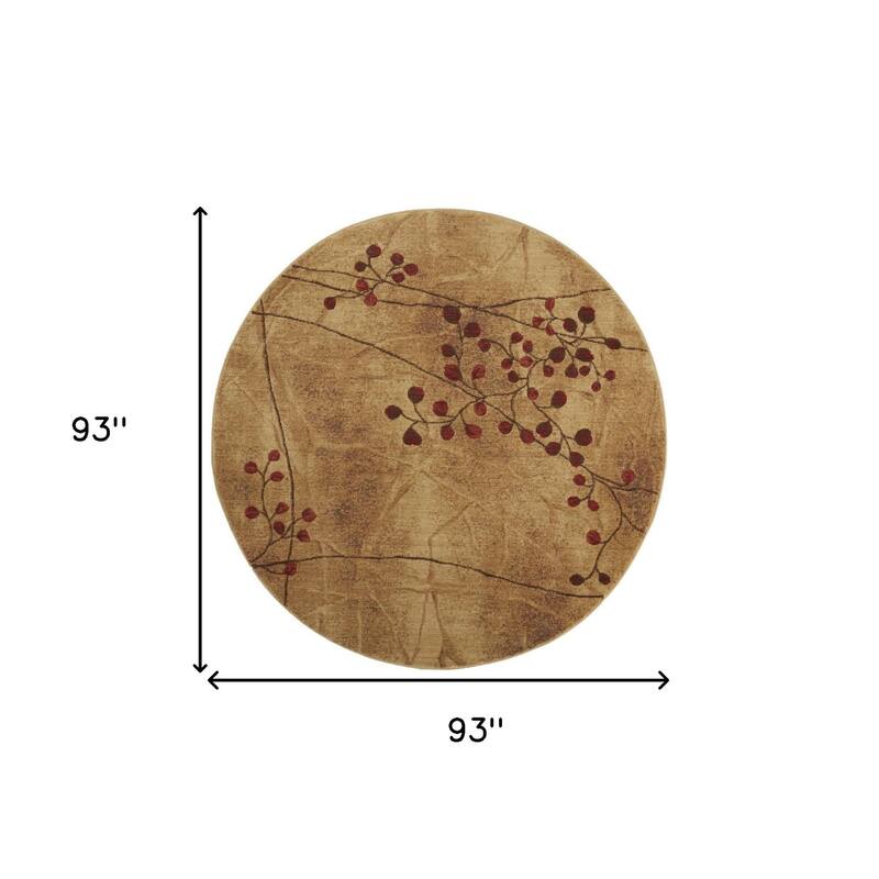 Qodul Power Loomed Geometric Floral Traditional Non Skid Area Rug By HomeRoots - 8' Round