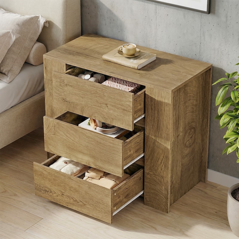 Oversized Nightstand with 3 Drawers, 31.5-Inch Wide Night Stand