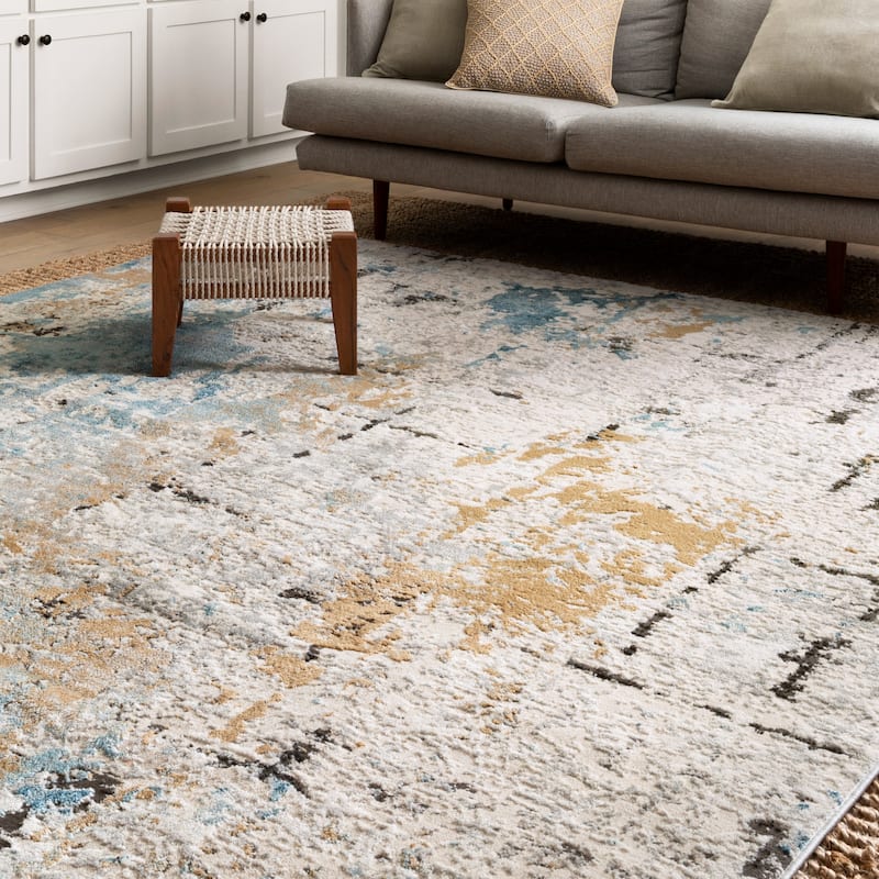 Alexander Home Keara Brushstroke Abstract Distressed Contemporary Rug - 7'11" x 10'6" - Runner/Rectangle