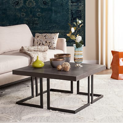 SAFAVIEH Mid-Century Modern Amalya Dark Grey / Black Coffee Table - 31.5" x 31.5" x 15.8"