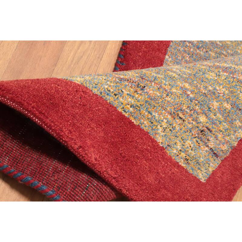 Hand Knotted Oriental 100% Wool Carpet Tribal Animal Pictorial Multi-Colored Gabbeh Area Rug - 3' 11'' X 2' 4''