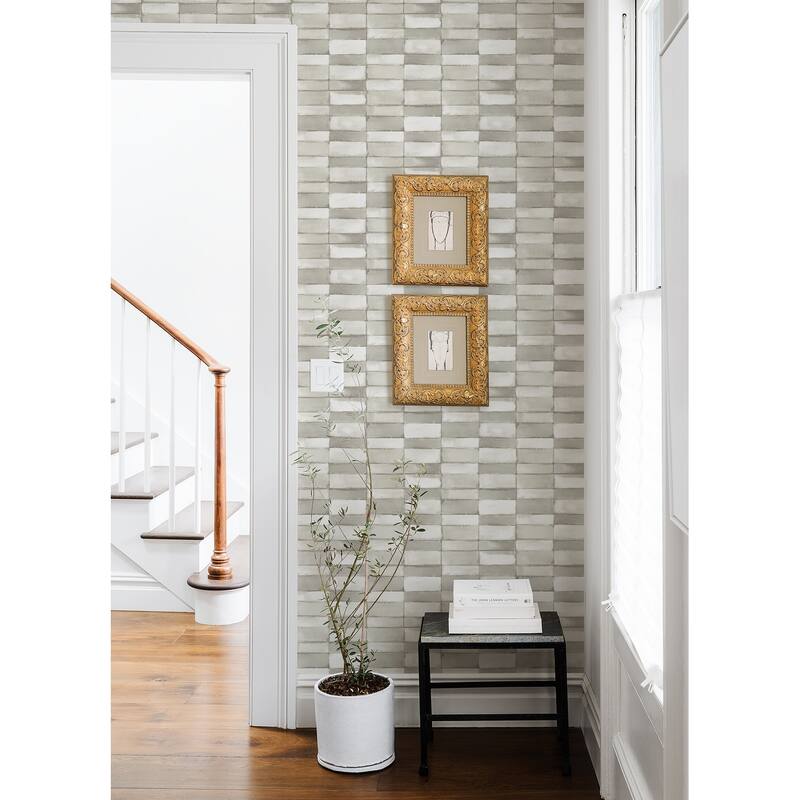 A-Street Prints Braden Silver Tile Wallpaper