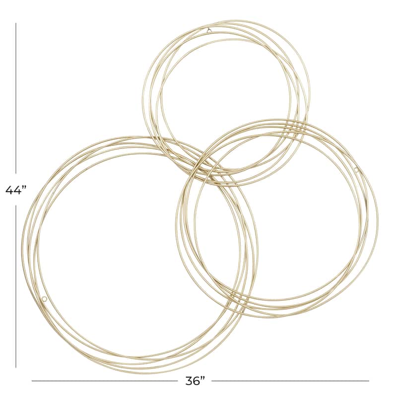 Metal Plate Overlapping Ring Home Wall Decor - Black or Gold - CosmoLiving by Cosmopolitan