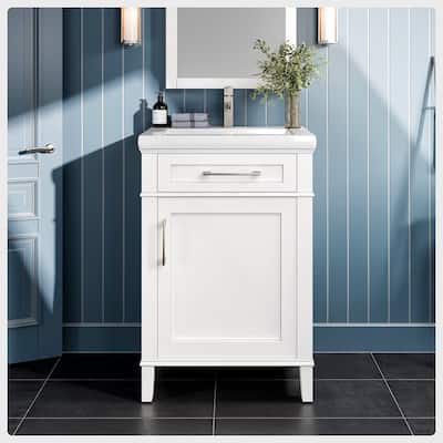 Eviva Garci 24" White Bath Vanity with Porcelain Top & Integrated Sink