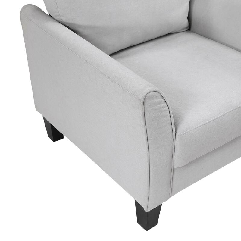 Xumo Sofa, Light Gray Fabric, 79 Inch, Black Tapered Wood Legs