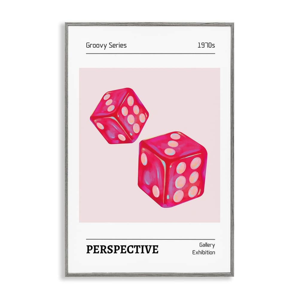 Stupell Pink Dice Pair Framed Giclee Art Design By LSR Design Studio