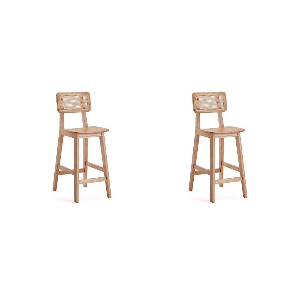 Manhattan Comfort Versailles Counter Stool in Black and Natural Cane
