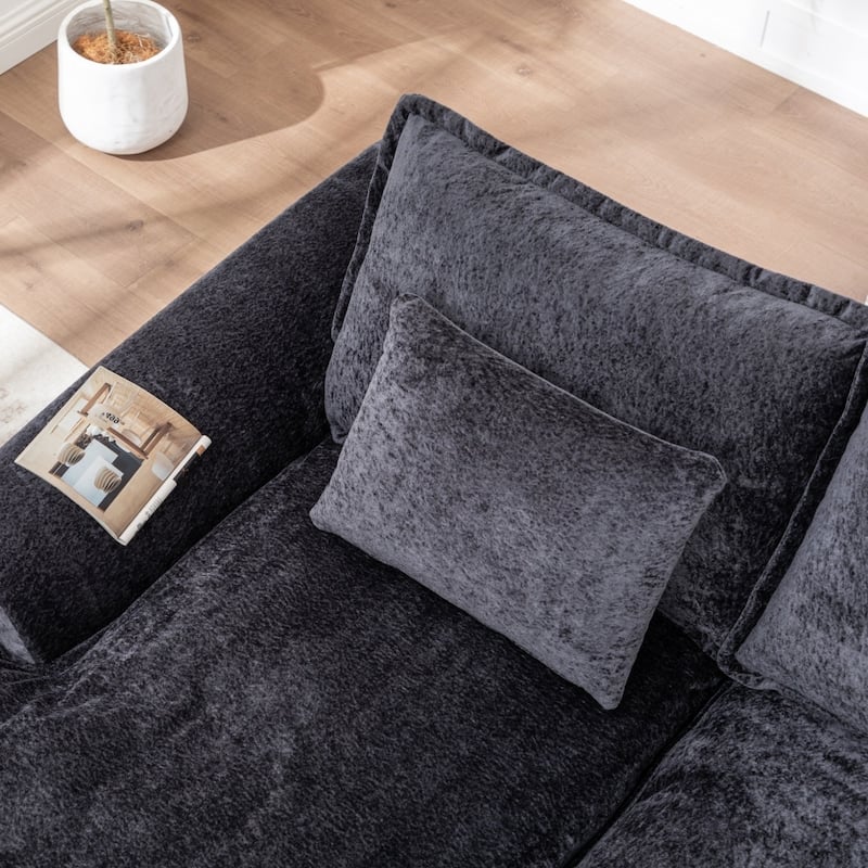 103.15" Modern Chenille Boneless Sectional Sofa with Chaise