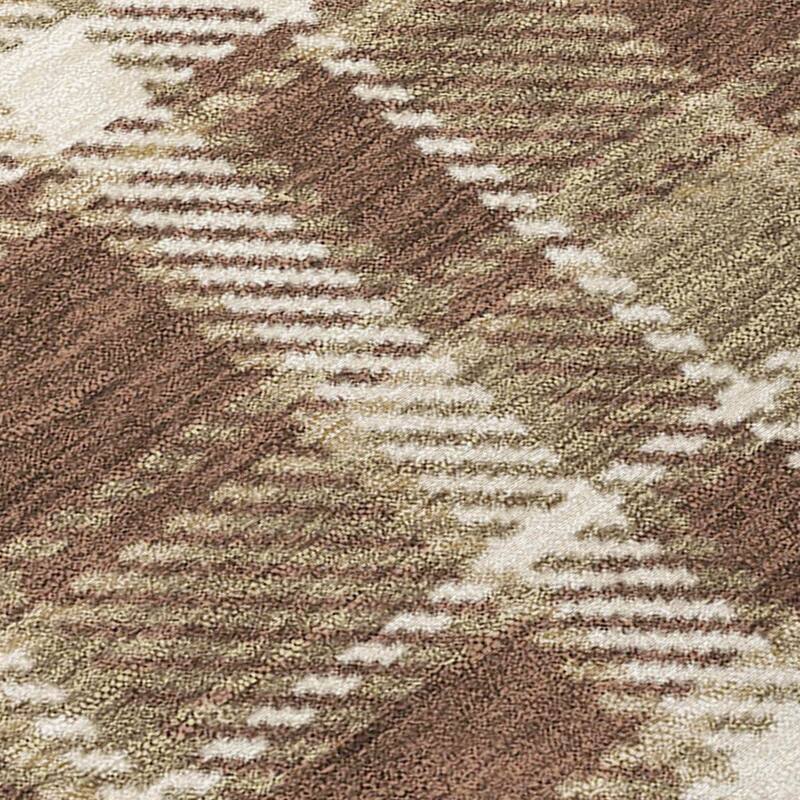 Machine Washable Indoor/ Outdoor Traditional Plaid Chantille Rug