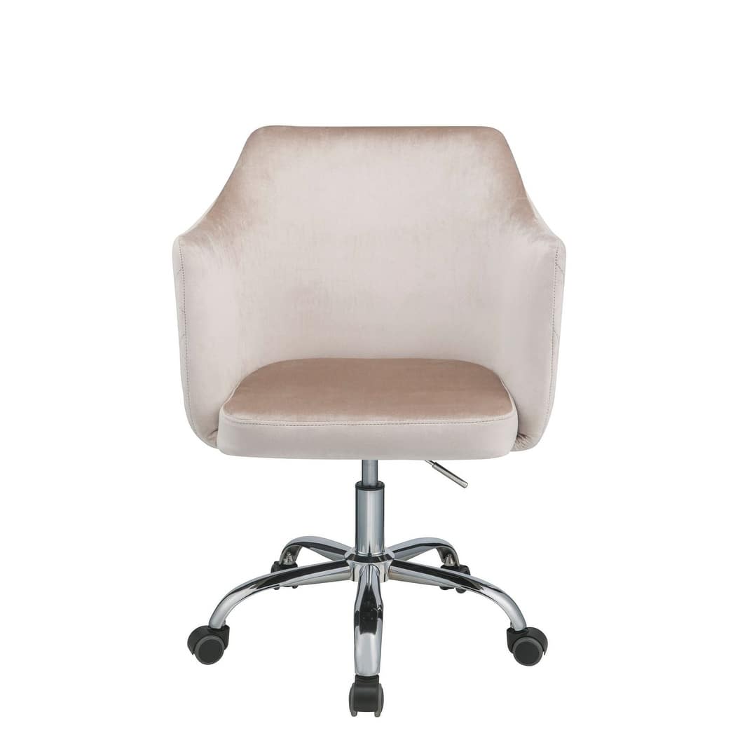 Adjustable Height Swivel Office Chair Velvet Padded Seat & Back Arm ...