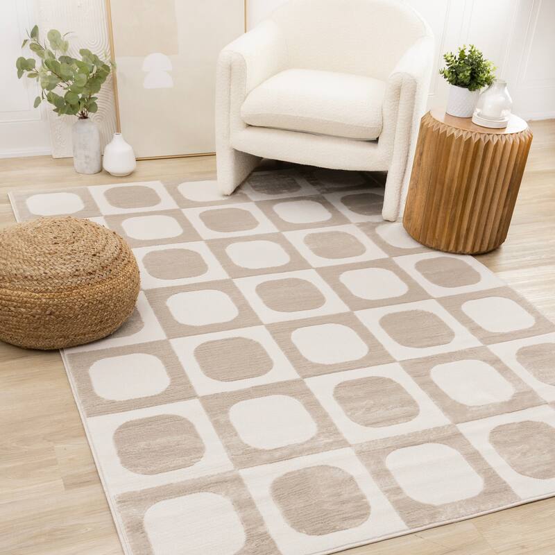 Leonardo Beige Off-White Vintage Patterned Area Rug