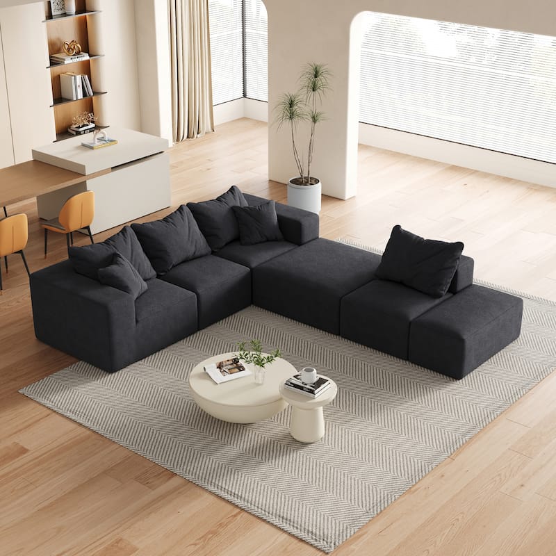 Living Room Modular Couch Chenille Upholstered Sectional Sofa Set