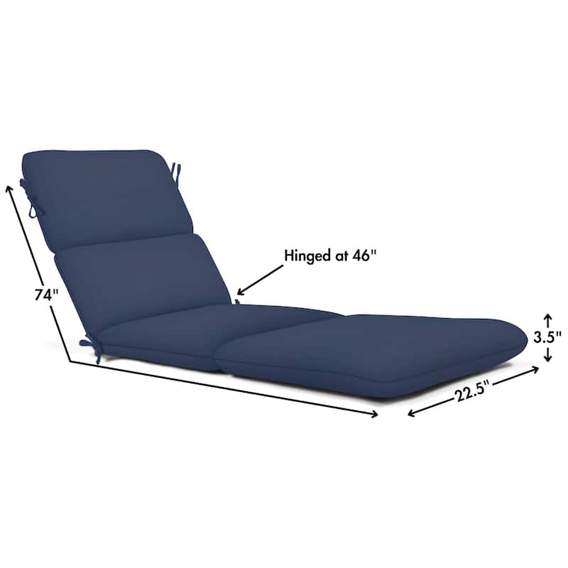 Casual Cushion Sunbrella® Fabric 1-Piece Outdoor Chaise Cushion, 22.5"W x 74"L - 22.5"W x 74"L