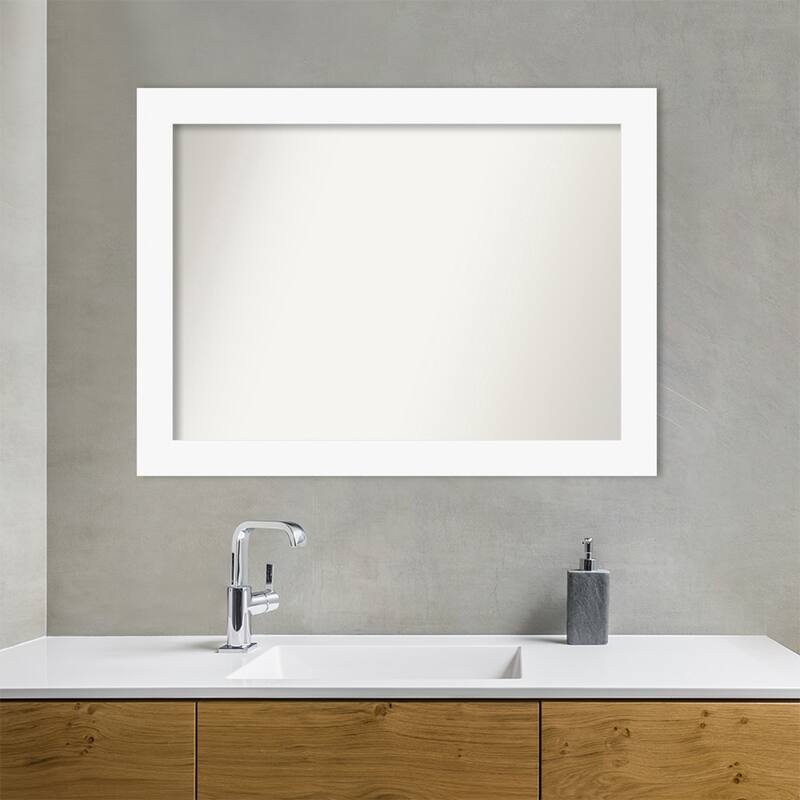 Basic Non-Beveled Wood Framed Bathroom Vanity Wall Mirror