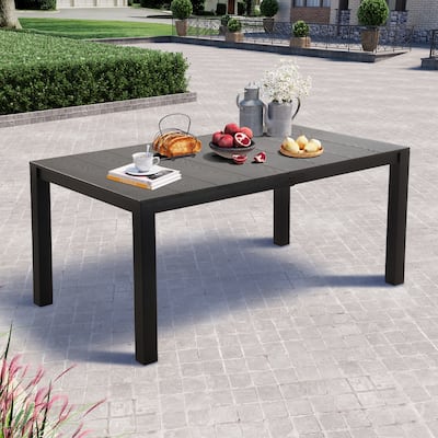 Cast Aluminum Rectangular Bistro Dining Table with Umbrella Hole