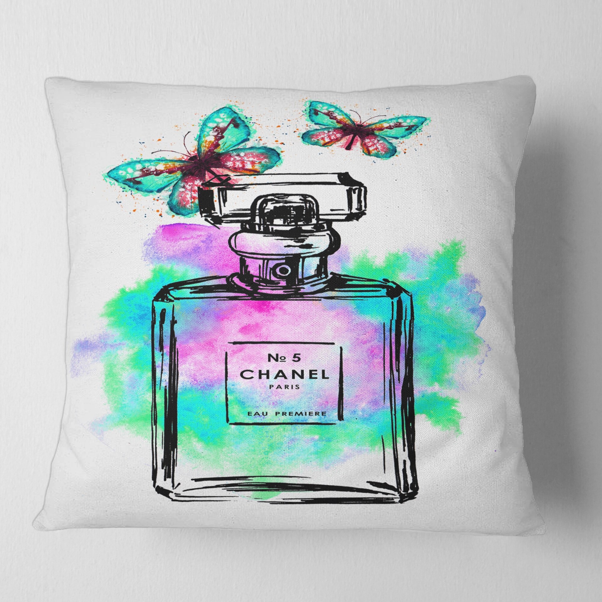 Designart Perfume Chanel Five III Modern Printed Throw Pillow On Sale Bed Bath Beyond 33970258