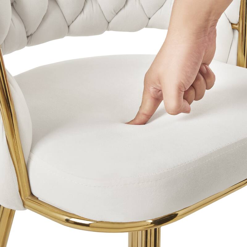 Javlergo Set of 2/4/6 Counter Height Bar Stools, 26.77" Upholstered Woven Back Bar Chairs with Armrests and Footrest
