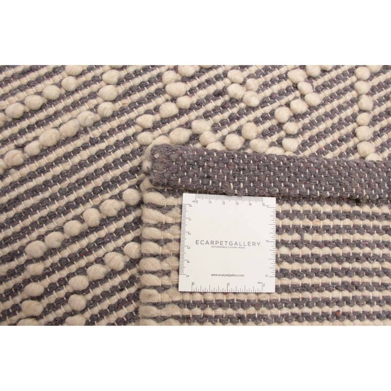 ECARPETGALLERY Braid weave Sienna Grey Wool Rug - 5'1 x 8'1