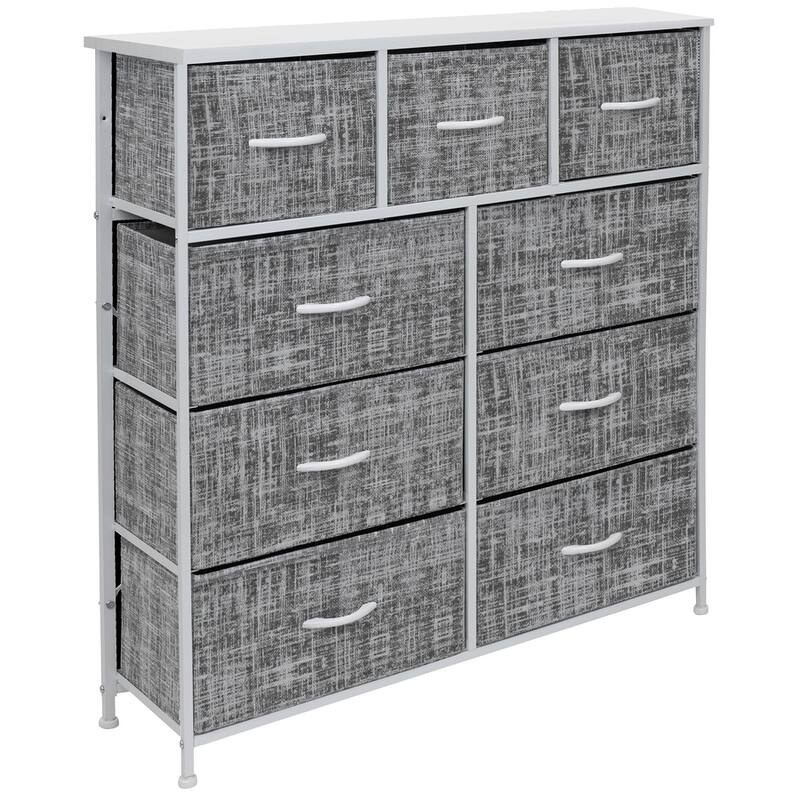 Modern Fabric and Metal 9-cubby Storage Tower