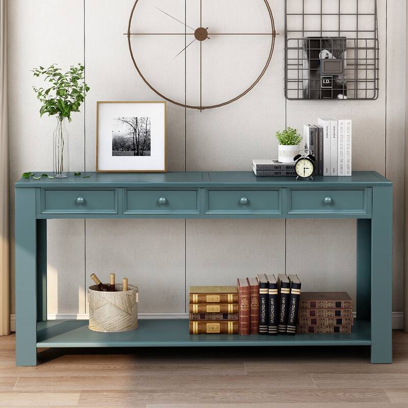 Farmhouse Wooden 4-drawer Console Table Entryway Table